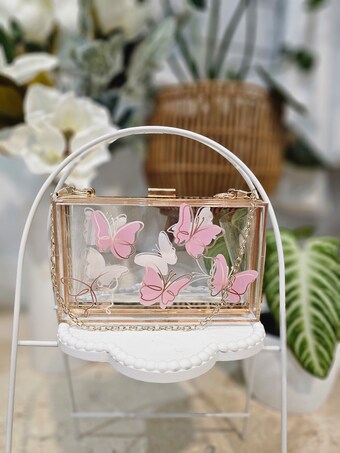 Pink butterfly Acrylic bag